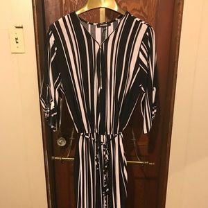 Black and white striped dress